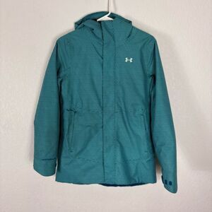 Under Armour Storm Light Blue Patterned Hooded Ski/Snowboard Fleece Lined Winter